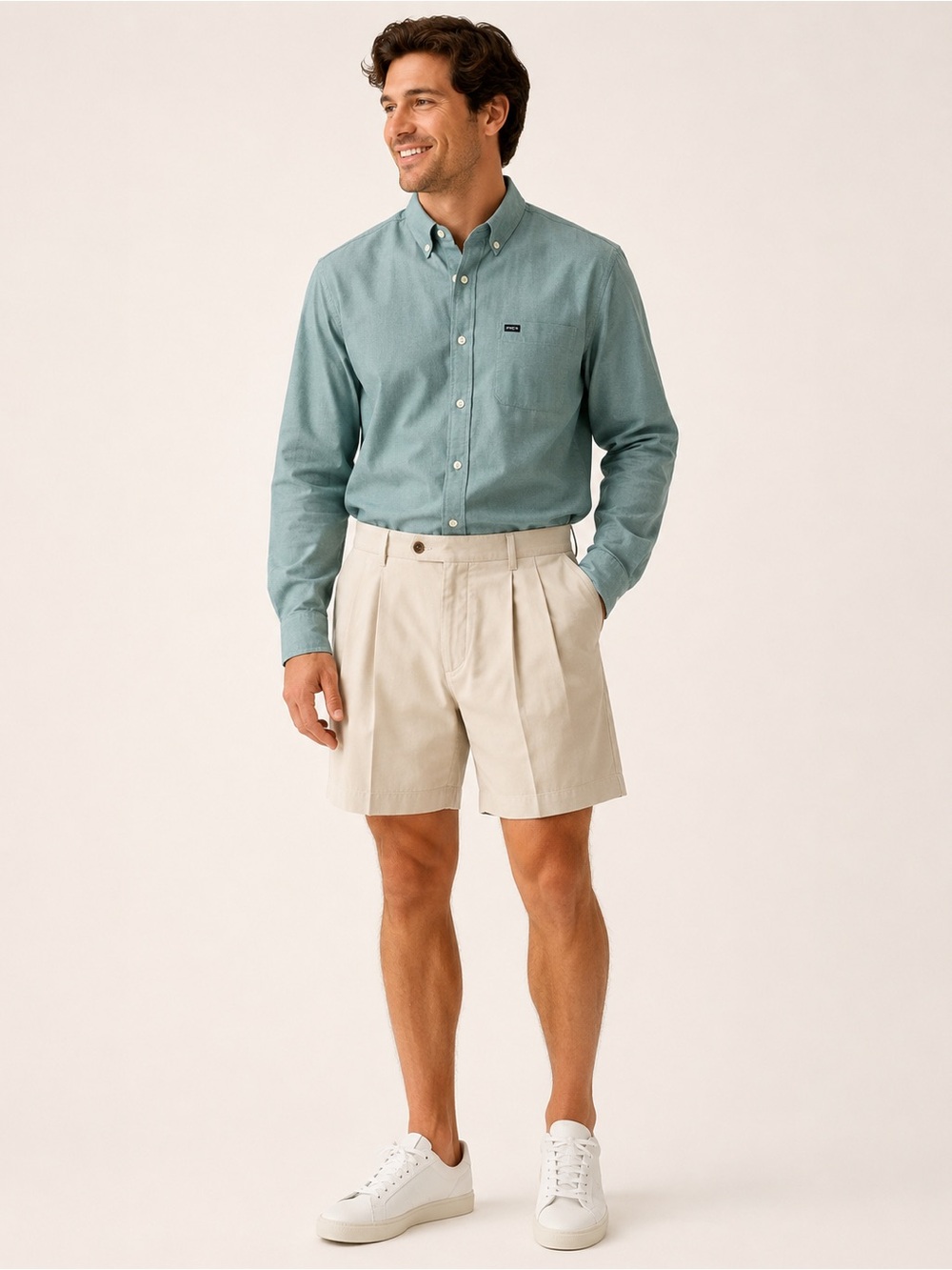 RVCA Slim Fit Button Down Shirt Green Small